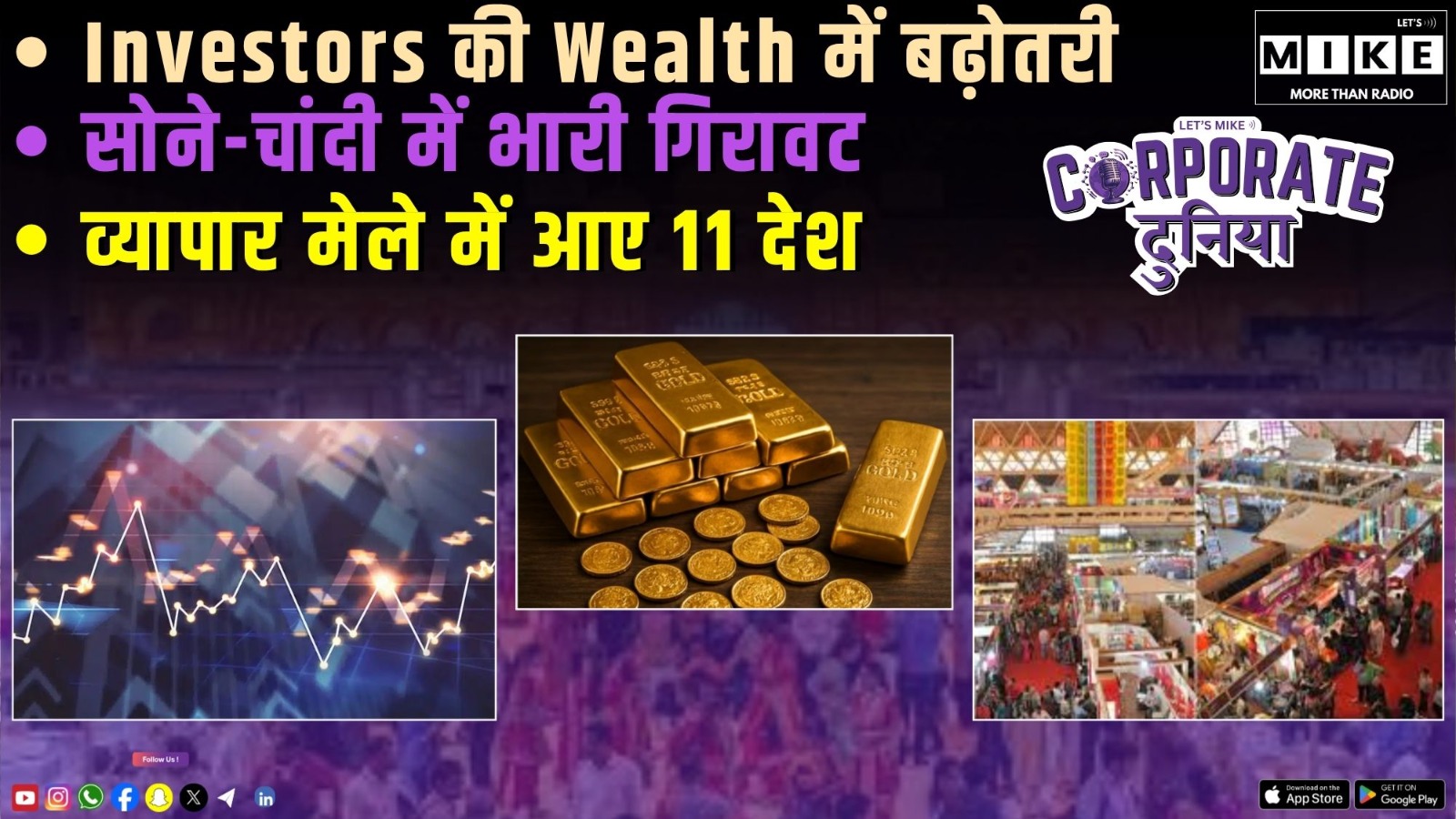 Investors की Wealth में बढ़ोतरी | सोने-चांदी में भारी गिरावट | व्यापार मेले में आए 11 देश