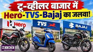 टू-व्हीलर मार्केट में Hero-TVS-Bajaj का दबदबा | 15 कंपनियों की Sales Report