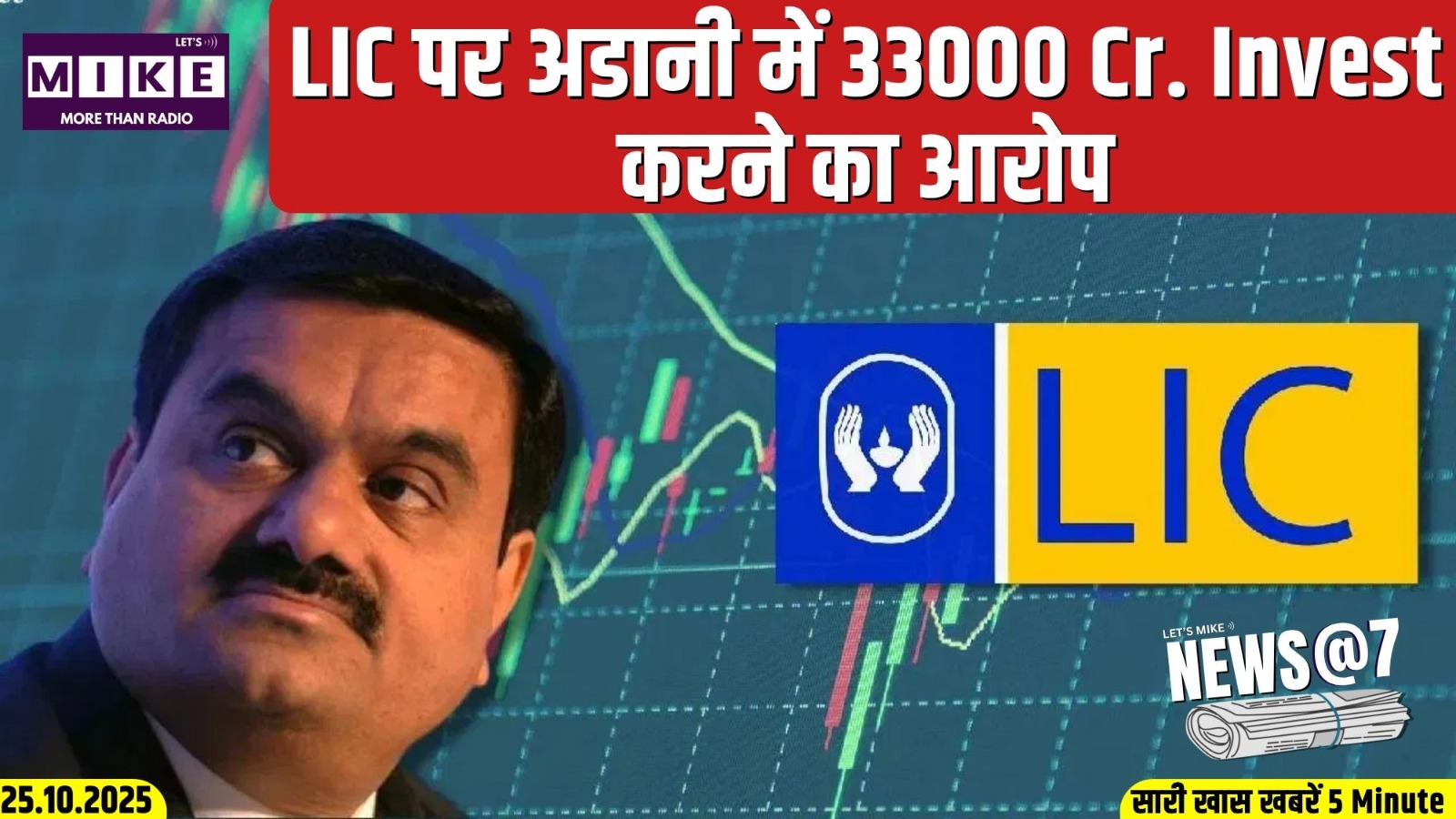 LIC पर अडानी में 33000 Cr. Invest करने का आरोप | News @7