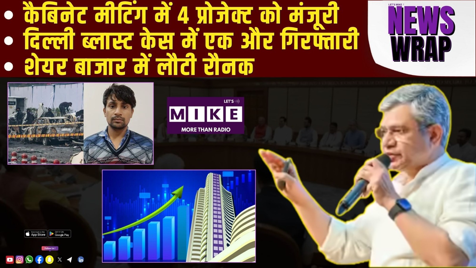 कैबिनेट मीटिंग में 4 प्रोजेक्ट को मंजूरी | दिल्ली ब्लास्ट केस में एक और गिरफ्तारी | NEWS WRAP