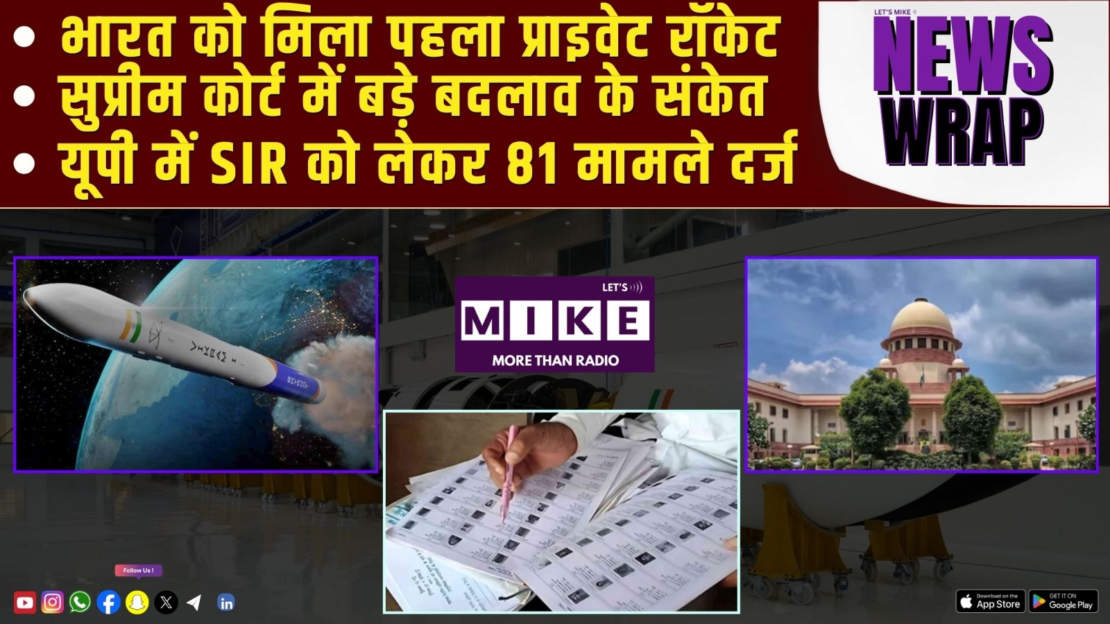 भारत को मिला पहला प्राइवेट रॉकेट | यूपी में SIR को लेकर 81 मामले दर्ज