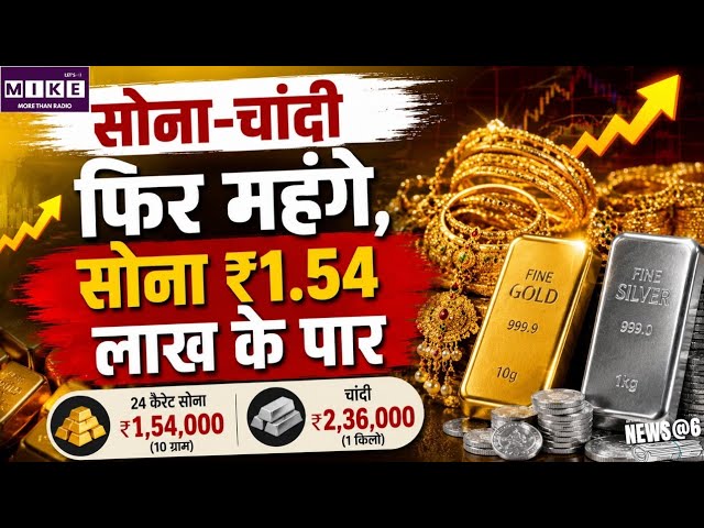 Gold-Silver Price Today: सोने-चांदी के भाव में जोरदार तेजी, 24 कैरेट सोना ₹1.54 लाख के पार ।