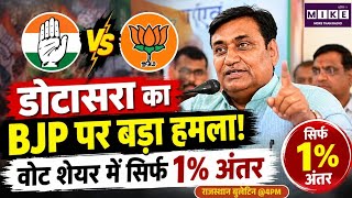 Rajasthan Politics: डोटासरा का BJP पर बड़ा हमला! वोट शेयर में सिर्फ 1% अंतर | Top News